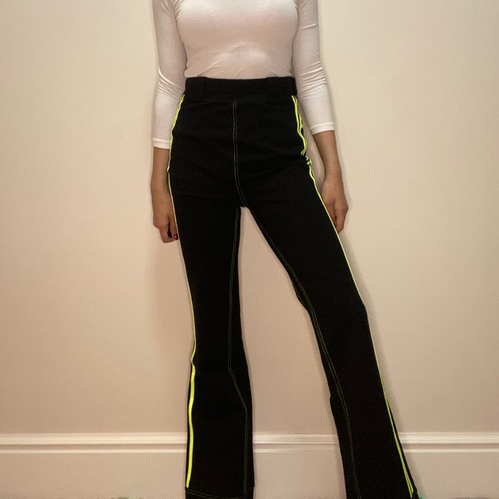 New I AM GIA Black Pants with Neon Stripes